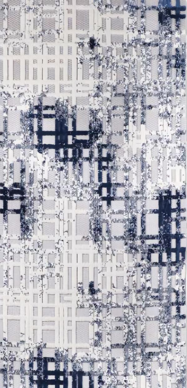 Designer Blau Weiß Teppich Kurzflor Gradient Gealtert Modern Wohnzimmer von JV Möbel