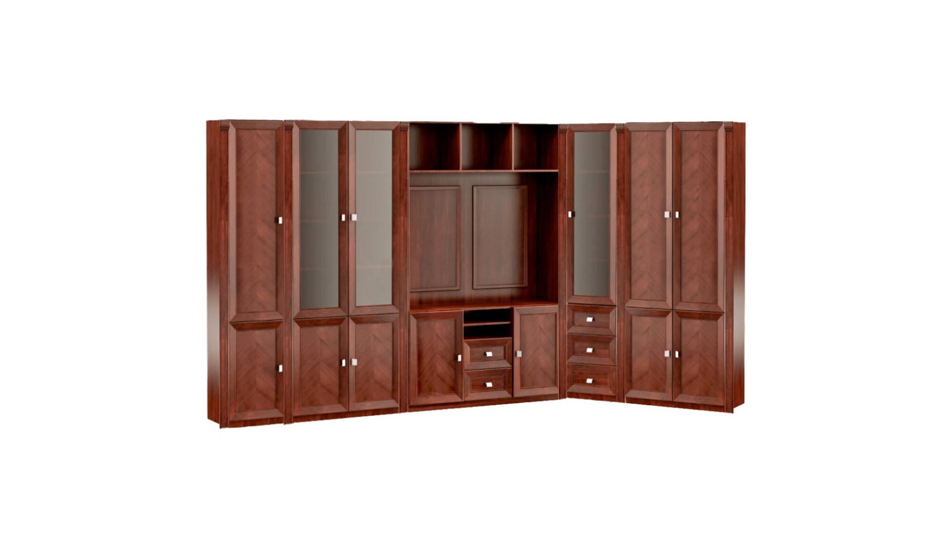 Designer Büro Eckschrank Braune Holz Möbel L-Form Robuster Kleiderschrank von JV Möbel