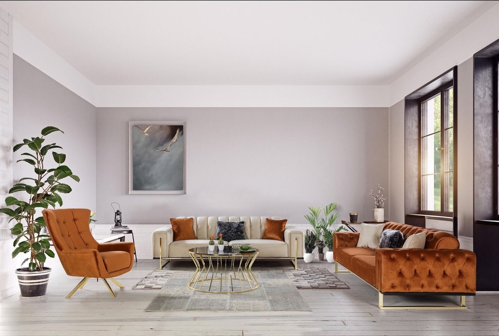 Designer Chesterfield 3tlg. Garnitur 2x 3 Sitzer Sofa Sessel Modern Dreisitzer Designer Chesterfield 3tlg. Garnitur 2x 3 Sitzer Sofa Sessel Modern Dreisitzer von JV Möbel