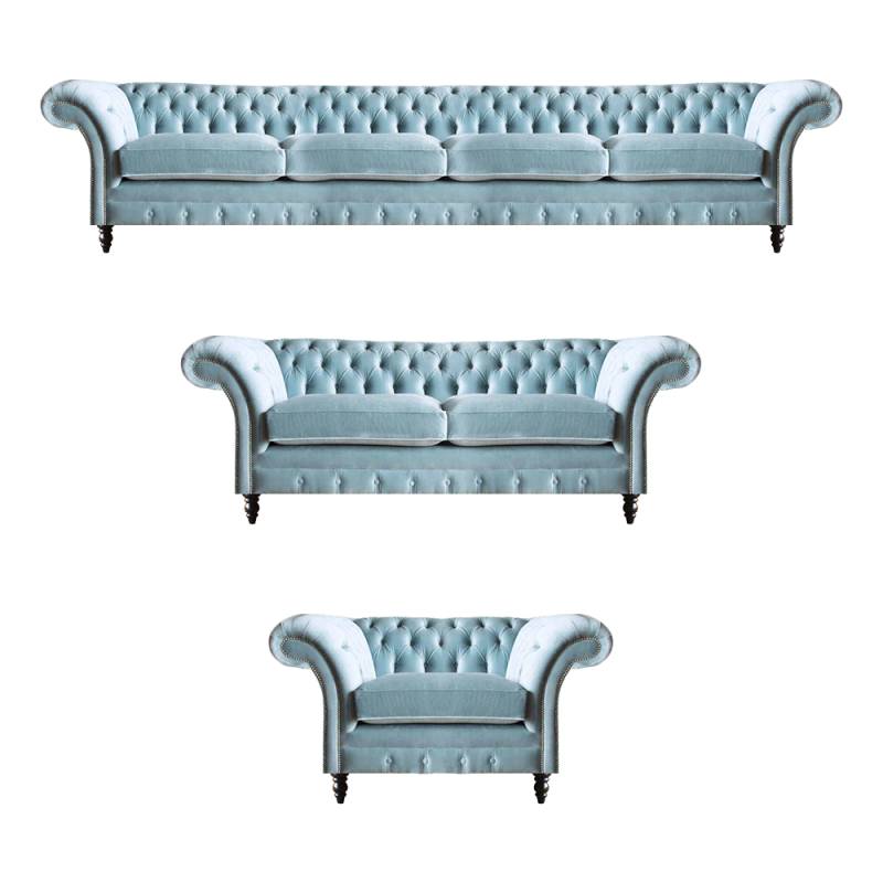 Designer Chesterfield Sofagarnitur Moderner Viersitzer Polster Sessel von JV Möbel