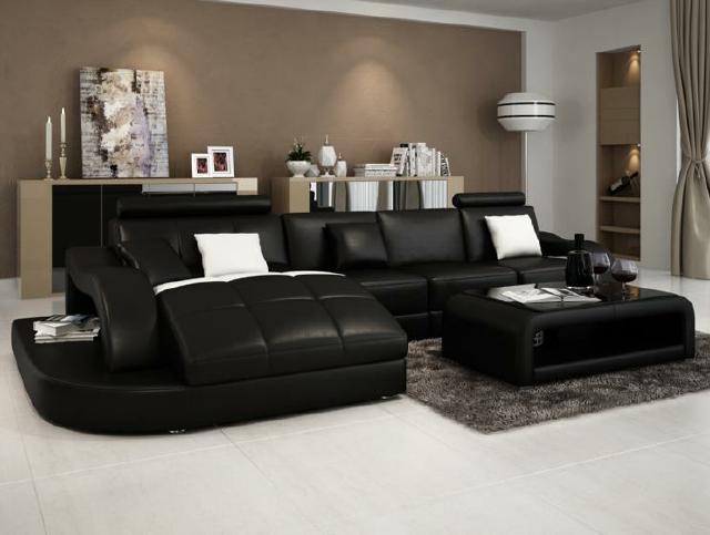 Designer Ecksofa mit Liege Couch Sofa Wohnlandschaft Ledersofa L Form Einstein von JV Möbel