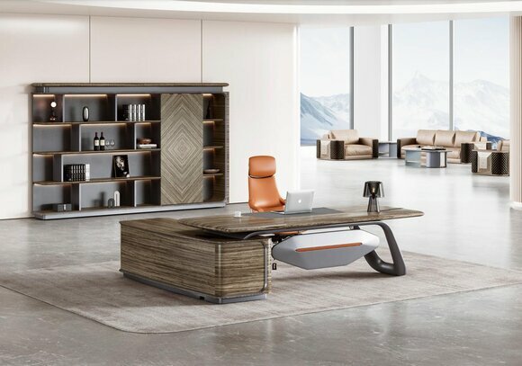 Designer Ecktisch Braune Büromöbel Schreibtisch Holztische Luxus Möbel von JV Moebel