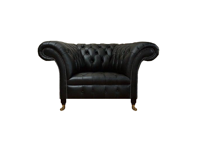 Designer Einrichtung Chesterfield Sessel Schwarz Leder Sitz Wohnzimmer von JV Möbel