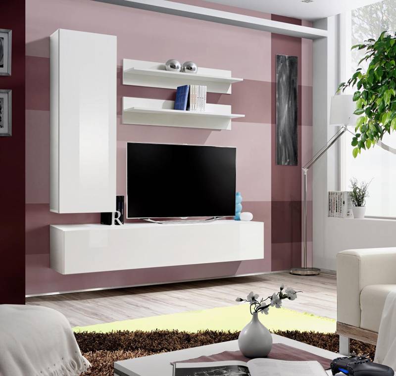Designer Einrichtung Weiß Wohnwand Luxus Holzmöbel Komplett Wandschrank von JV Möbel