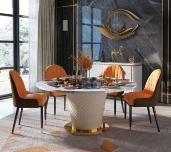 Designer Ess Zimmer Stuhl Set Tische Sessel 4x Stühle Tisch Garnitur Gruppe Designer Ess Zimmer Stuhl Set Tische Sessel 4x Stühle Tisch Garnitur Gruppe von JV Möbel