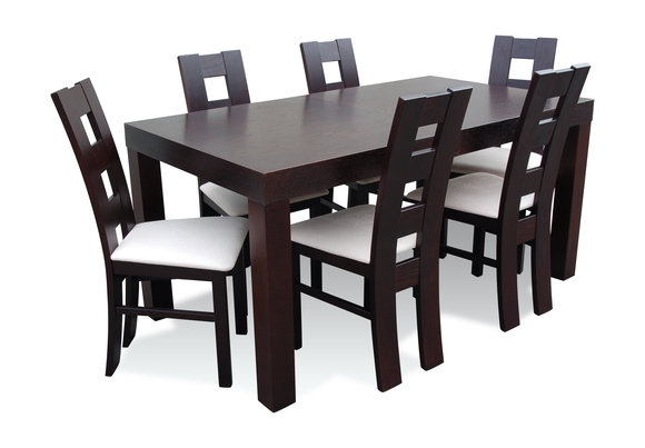 Designer Esstisch Gruppe Stuhl Tische Holz Tisch Büro Esszimmer + 6 Stühlen von JV Möbel