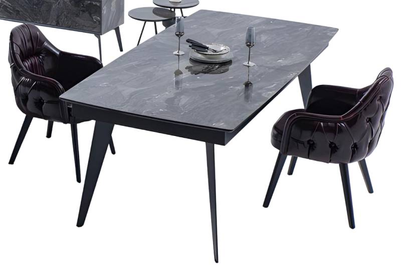 Designer Esszimmer Set 7tlg Esstisch Essgruppe 6x Stühle Lehnstuhl Leder von JV Möbel