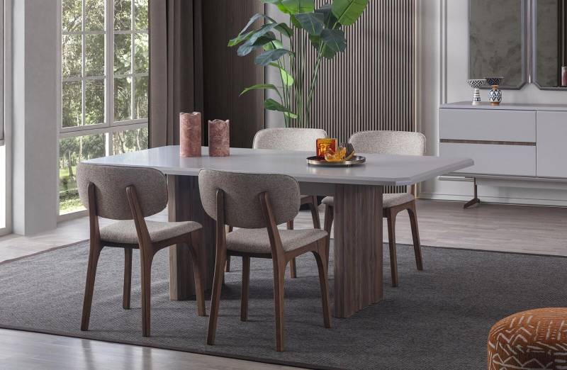 Designer Esszimmer set Besteht aus 5tlg. Esstisch und 4x Modern Stühle von JV Möbel