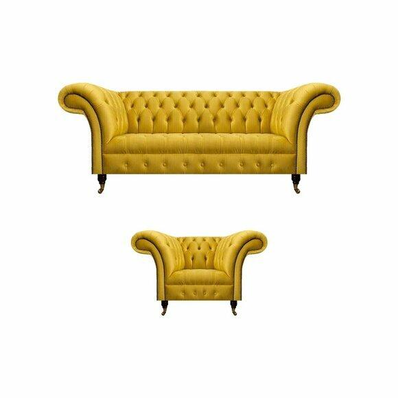 Designer Gelbe Chesterfield Sitzmöbel Moderner Dreisitzer Edler Sessel Designer Gelbe Chesterfield Sitzmöbel Moderner Dreisitzer Edler Sessel von JV Moebel