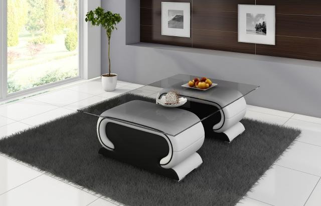Designer Glastisch Tisch Polster Leder Tisch Couch Sofa Ledertische Designer Glastisch Tisch Polster Leder Tisch Couch Sofa Ledertische von JV Möbel
