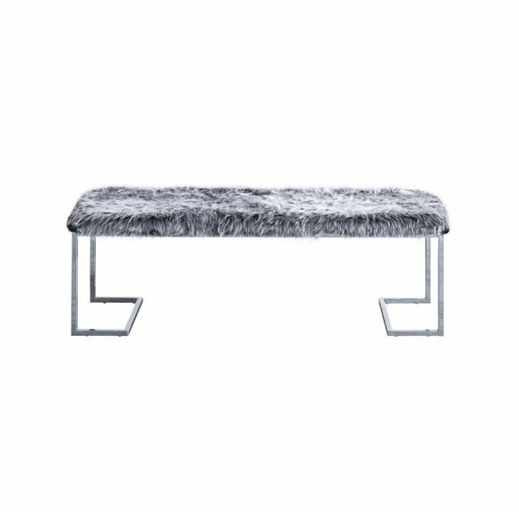 Designer Graue Polsterbank Schlafzimmer Edelstahlbank Luxuriöse Möbel von JV Moebel