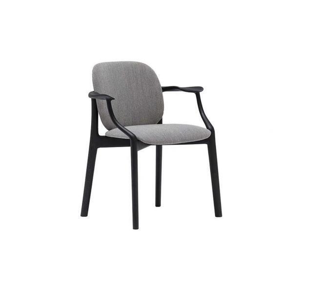 Designer Grauer Esszimmer Stuhl Holzrahmen Armlehnen Stuhl Polster Möbel von JV Möbel