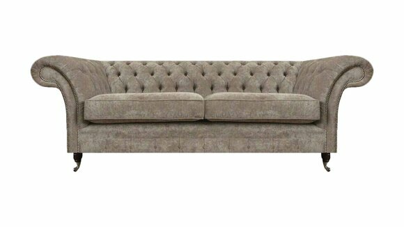 Designer Hellgrauer Chesterfield Zweisitzer Wohnzimmer Luxus Couchen von JV Moebel