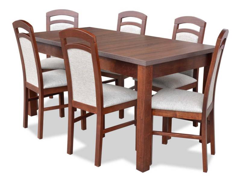 Designer Holz Ess Esszimmer Set Tisch 6x Stühle Garnitur Polster 7tlg Designer Holz Ess Esszimmer Set Tisch 6x Stühle Garnitur Polster 7tlg von JV Möbel