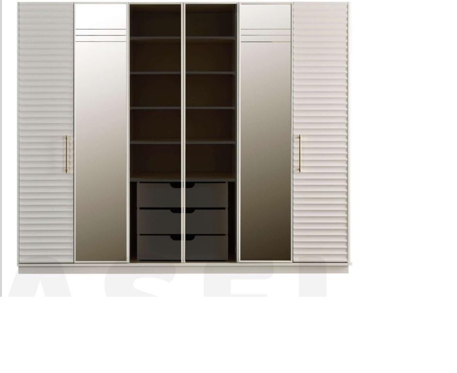 Designer Kleiderschrank mit Spiegel Schlafzimmer Luxus Möbel Schrank von JV Möbel