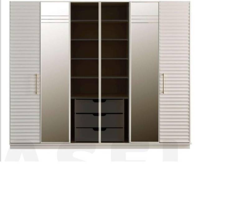 Designer Kleiderschrank mit Spiegel Schlafzimmer Luxus Möbel Schrank von JV Möbel