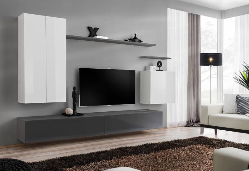 Designer Komplett Wohnzimmer Luxus Wohnwand Modern Holz Einrichtung TV Ständer von JV Möbel