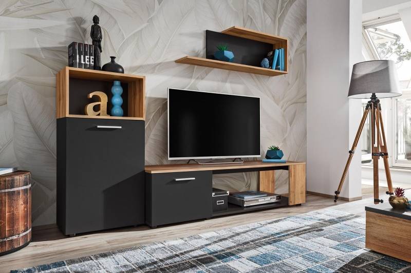 Designer Komplett Wohnzimmer Luxus Wohnwand Modern Holz Einrichtung von JV Möbel