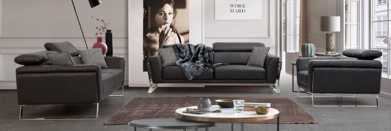 Designer Kunstleder Couchgarnitur 2x Dreisitzer Luxuriöser Sessel 3tlg von JV Möbel