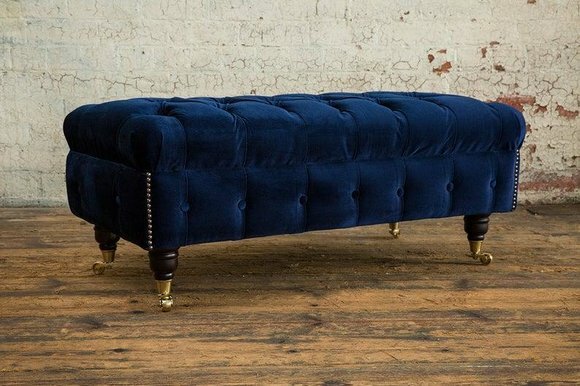 Designer Luxus Hocker Polster Chesterfield Sitz Textil Relax Beistell Sofa Designer Luxus Hocker Polster Chesterfield Sitz Textil Relax Beistell Sofa von JV Möbel