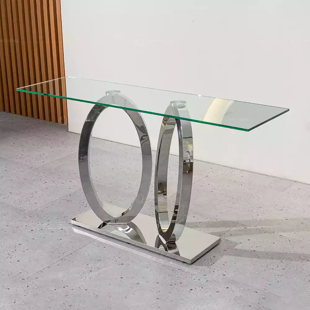 Designer Luxus Konsole Tisch Konsolen Tische Edelstahl mit Glas Design von JV Möbel