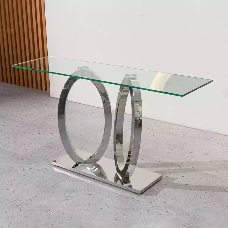 Designer Luxus Konsole Tisch Konsolen Tische Edelstahl mit Glas Design von JV Möbel