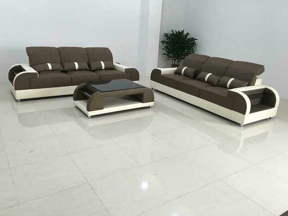 Designer Möbel Moderne 3+3 Sitz Sofagarnitur Set Couch Sitz Sofa Ledersofa Neu von JV Möbel