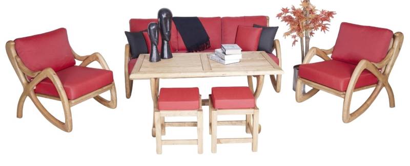Designer Outdoor Garnitur Sofagarnitur Robuster Esstisch Edle Garten 2x Hocker Designer Outdoor Garnitur Sofagarnitur Robuster Esstisch Edle Garten 2x Hocker von JV Möbel