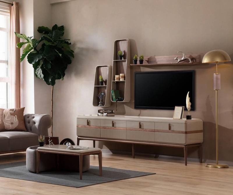 Designer RTV-Lowboard Luxuriöse Regale Stilvolle Wohnzimmer Holz Möbel von JV Möbel