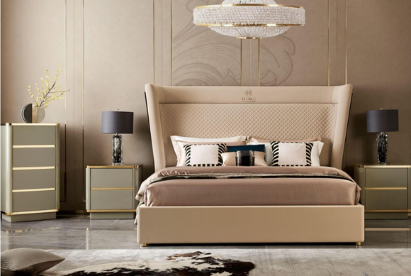 Designer Schlafzimmer Bett 2x Nachttische Kommode 4tlg. Set Neu von JV Möbel