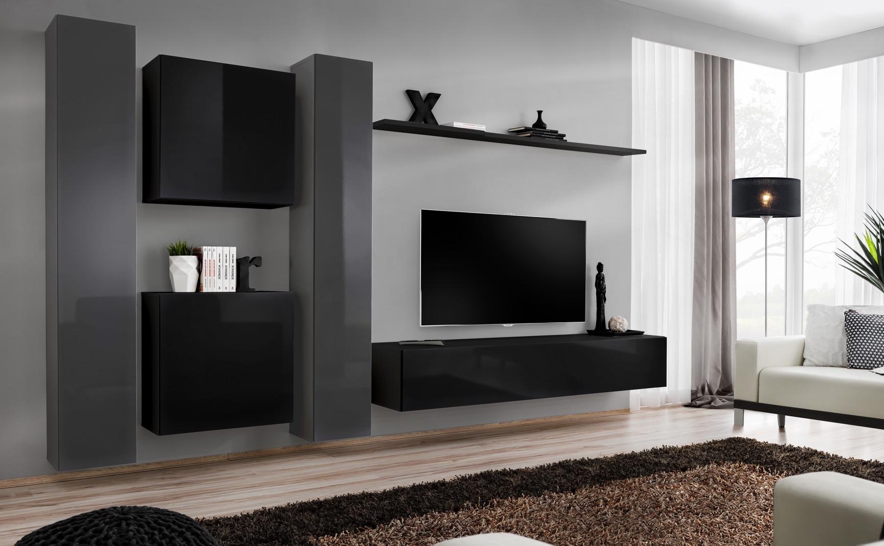 Designer Schwarz Wohnzimmermöbel Neu Wohnwand TV-Ständer Set Möbel Sideboard Designer Schwarz Wohnzimmermöbel Neu Wohnwand TV-Ständer Set Möbel Sideboard von JV Möbel