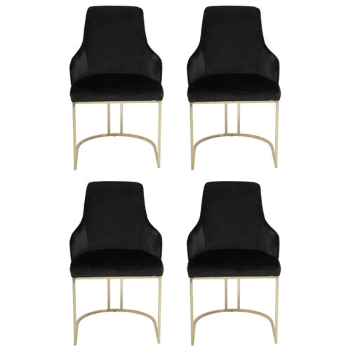 Designer Schwarze 4x Metallstühle Luxuriöse Edelstahl Polster Möbel von JV Möbel