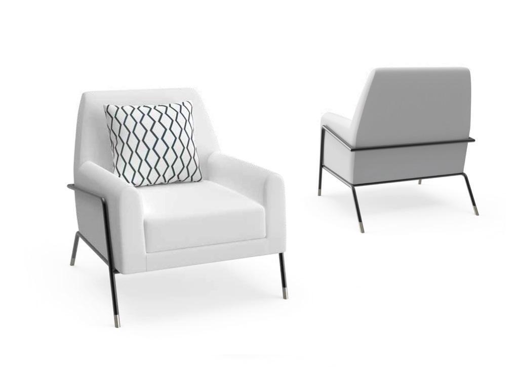 Designer Sessel Wohnzimmer Möbel Einrichtung weiß Textil Fernsehsessel Lounge von JV Möbel