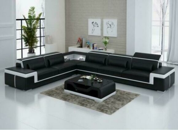 Designer Sofa Couch Ecksofa Leder Textil Polster Garnitur Wohnlandschaft von JV Möbel