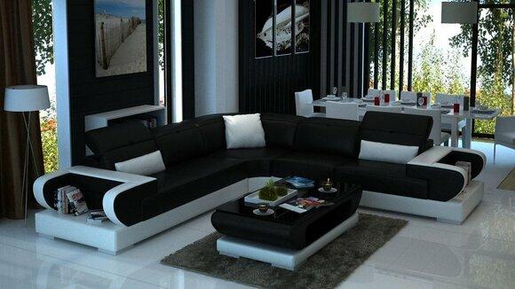 Designer Sofa Couch Ecksofa Luxus Polster Garnitur Wohnlandschaft L-Form LED von JV Moebel