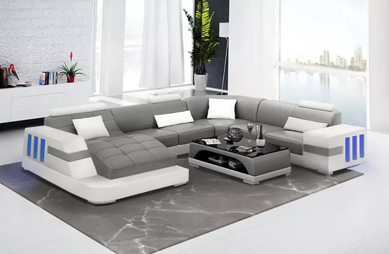 Designer Sofa Ecksofa Ledersofa Sofas UForm Polster Couch Wohnlandschaft Leder von JV Möbel