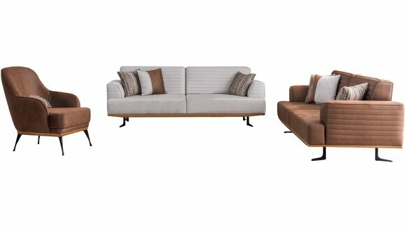 Designer Sofagarnitur zwei Drei-Sitzer Sofas & Sessel für Wohnzimmer von JV Moebel