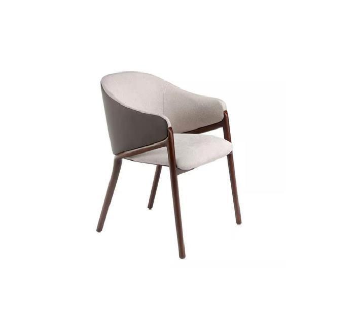 Designer Taupe Esszimmer Stuhl Holzgestell Luxus Polster Einsitzer Stühle von JV Möbel