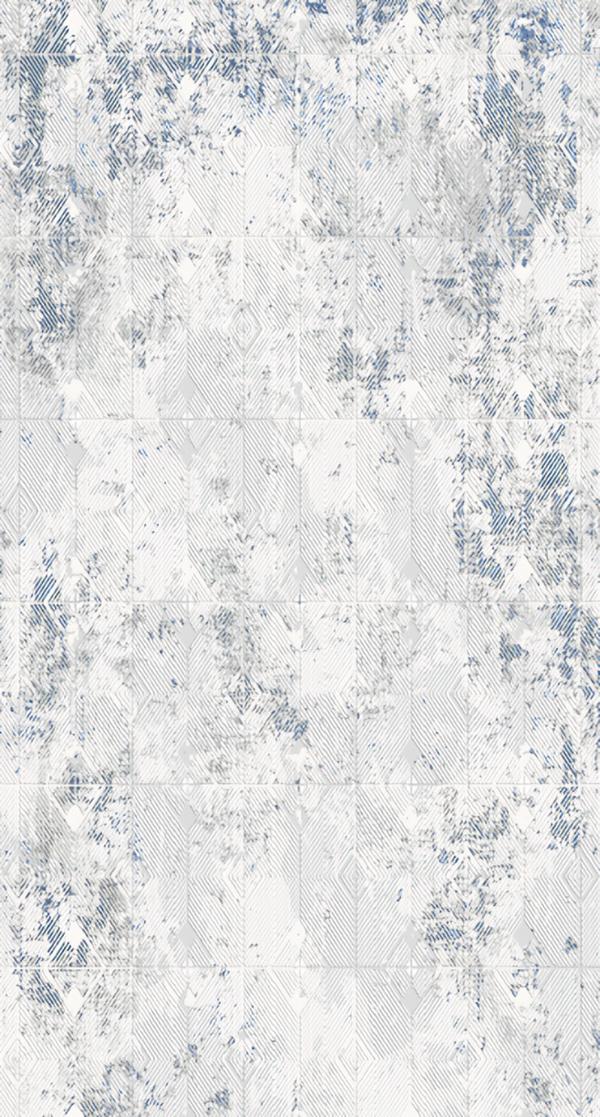 Designer Teppich Retro Gealtert Wohnzimmerteppich Kurzflor Raute Blau Teppiche von JV Möbel