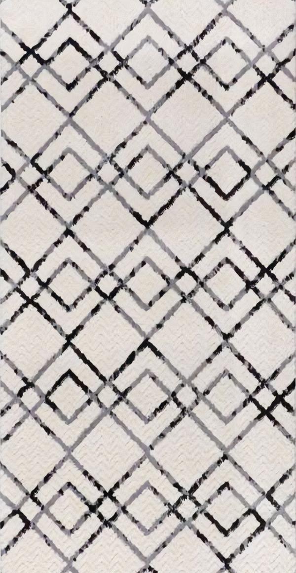 Designer Weiß Schwarz Teppich Kurzflor Geometrisches Muster Wohnzimmer von JV Möbel