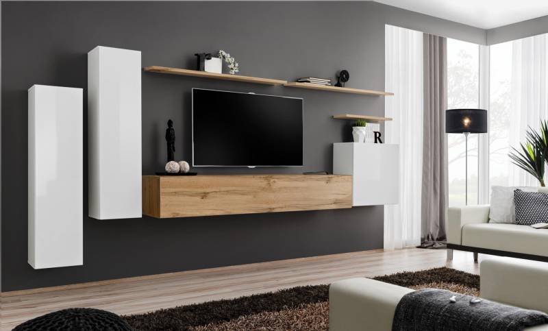 Designer Wohnwand Wandregal Set 7tlg Luxus Modern Wohnzimmermöbel von JV Möbel