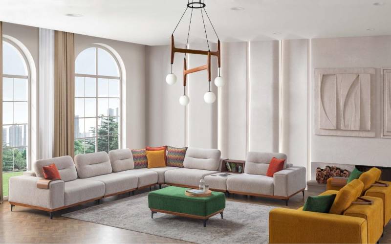 Designer Wohnzimmer Ecksofa Luxus L-Form Couch Polster Hocker 2tlg Designer Wohnzimmer Ecksofa Luxus L-Form Couch Polster Hocker 2tlg von JV Möbel