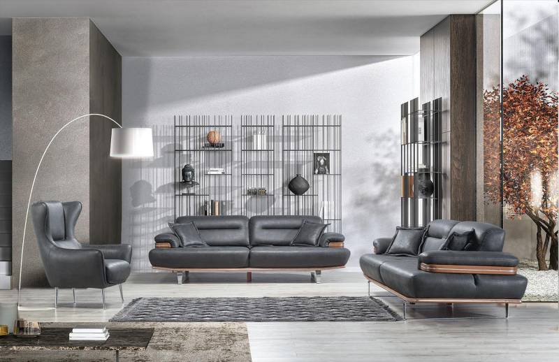 Designer Wohnzimmer Set 3tlg Dreisitzer Sofa Einrichtung Modern Sessel von JV Möbel