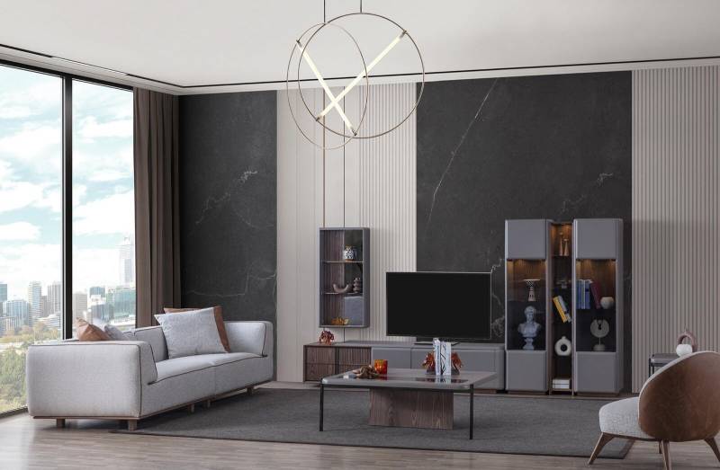 Designer Wohnzimmer Set 7tlg. Modern Wohnwände Wohnzimmer Wandschrank von JV Möbel