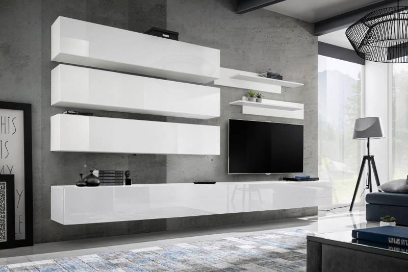 Designer Wohnzimmer Set Wand Regale Wohnwand Regal TV-Ständer Set 7tlg. von JV Möbel