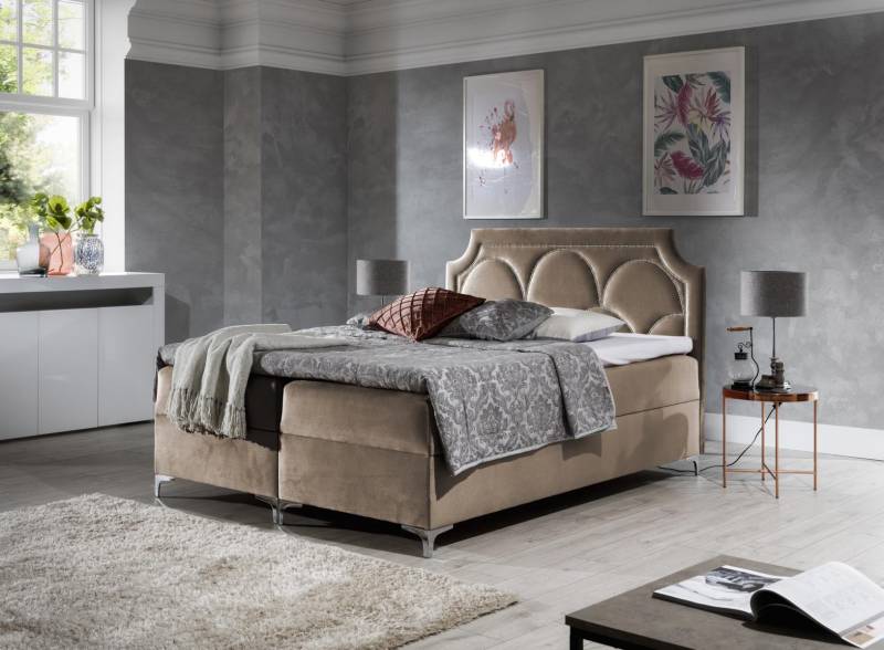Doppel Hotel Polsterbett Bett Schlafzimmer Betten Boxspringbett Textil Design von JV Möbel