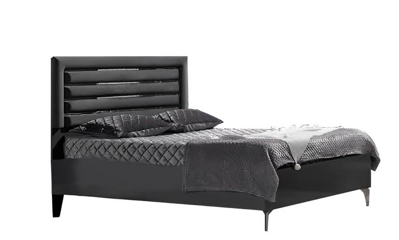 Doppelbett Bett Schlafzimmer 180сm Matratze Schwarz moderner Polsterbett Holz von JV Möbel