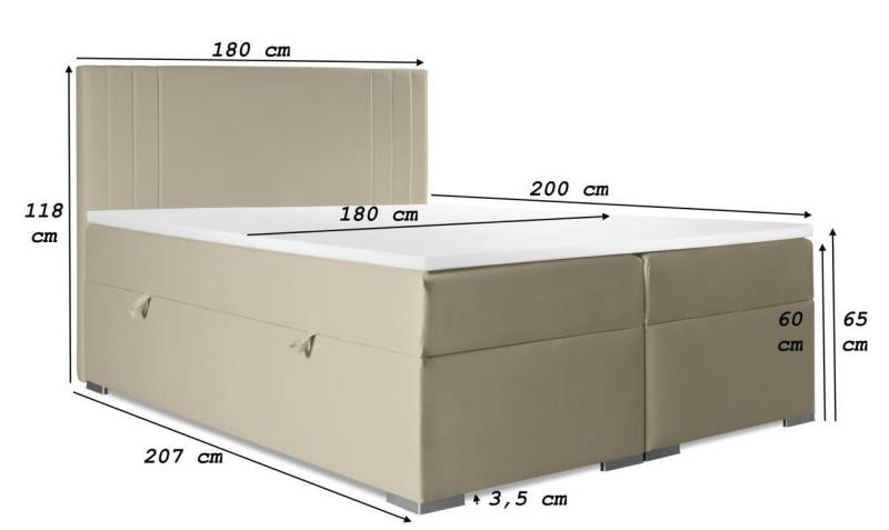 Doppelbett Polster Schlafzimmer Bett Modern Möbel Polsterbett Boxspringbett von JV Möbel