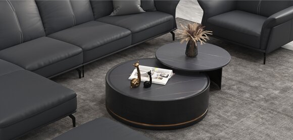 Doppelter Couchtisch Wohnzimmer Tisch Couchtisch Sofa Beistell Rund von JV Möbel