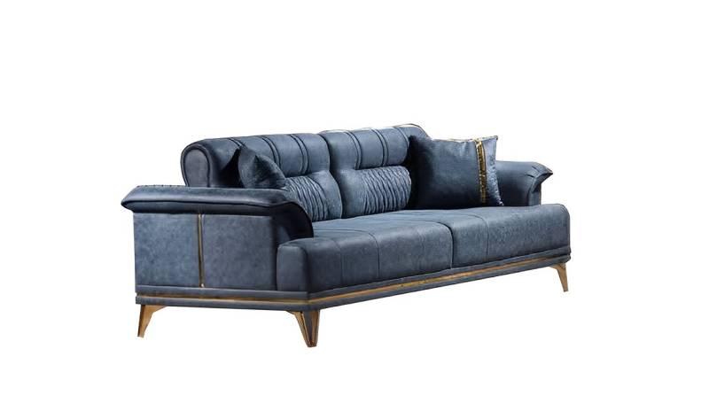 Dreisatzsofa Wohnzimmer 3-Sitzer Sofa Polster Möbel Stoff Blau Modern Couch von JV Möbel